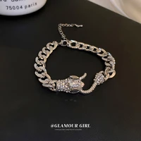 european and american design sense diamond studded snake shaped chain bracelet personality fashion hip hop trend bracelet
