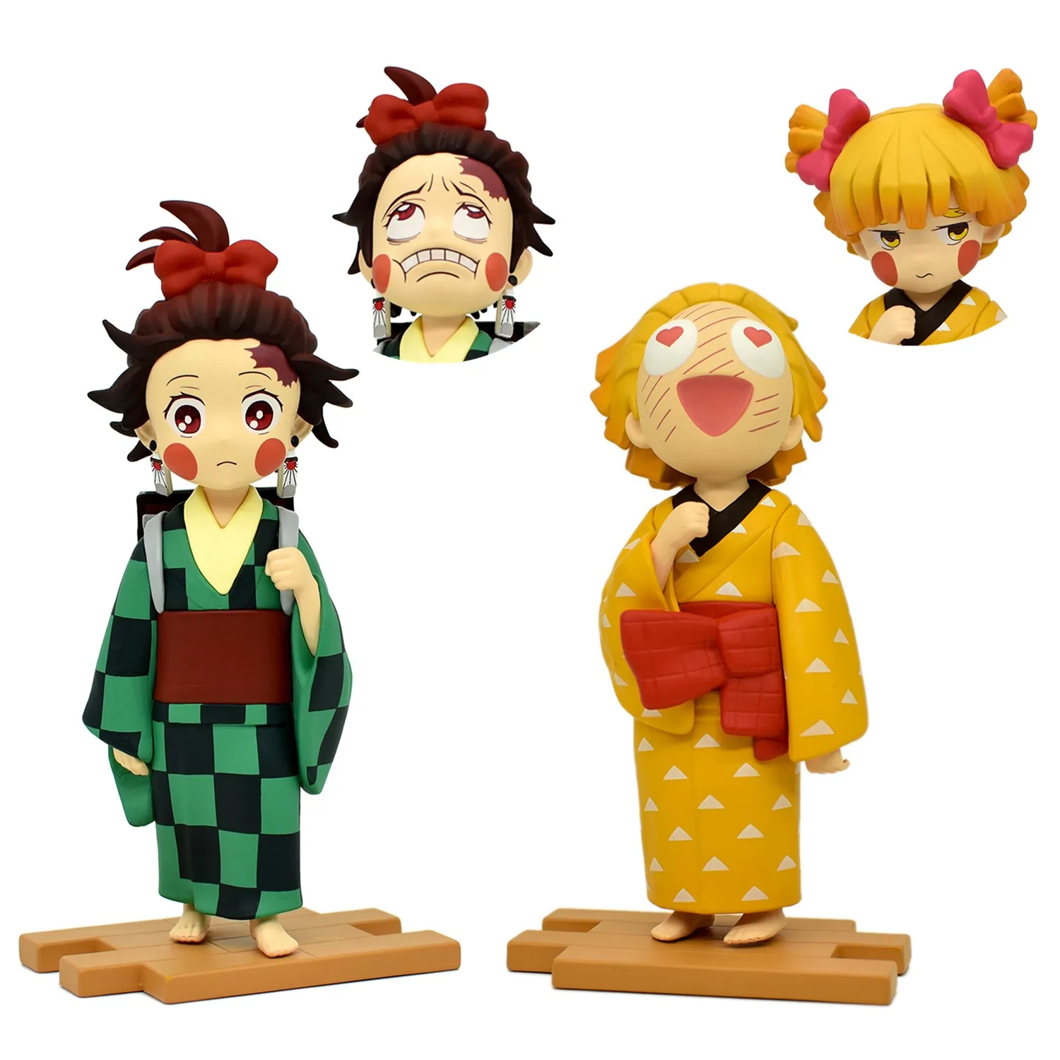 

Anime GK Figure Demon Slayer Agatsuma Zenitsu Kamado Tanjirou Cute Toys Collectible Model PVC Doll GK Statue Collectible Gifts
