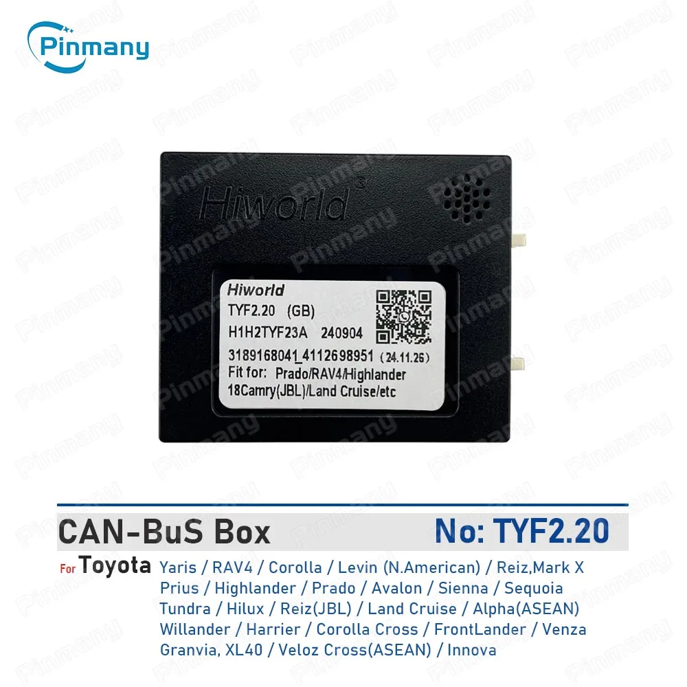 

Декодер CAN-шины Hiworld TYF2 для Toyota Hilux, Land Cruiser, Alphard, Wilander, Granvia, Prado, Avalon, Sienna, Sequoia, Tundra
