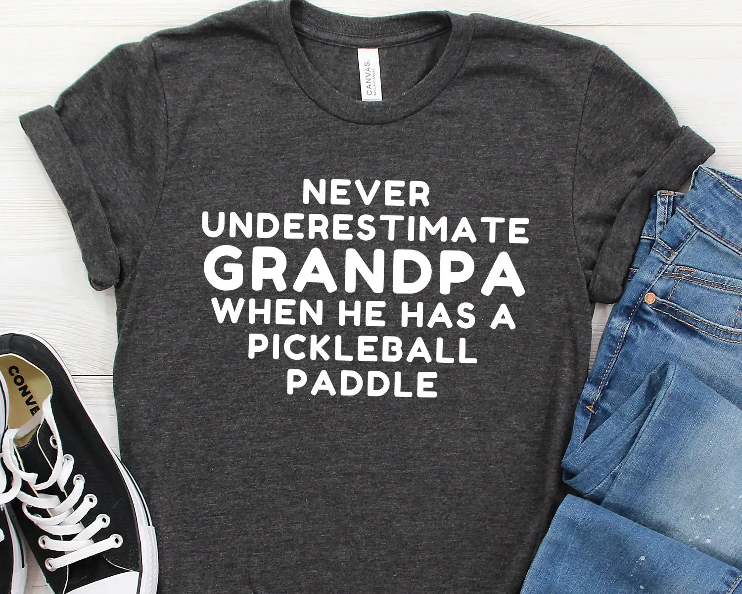 Дедушка пиклбол футболка для забавного игрока