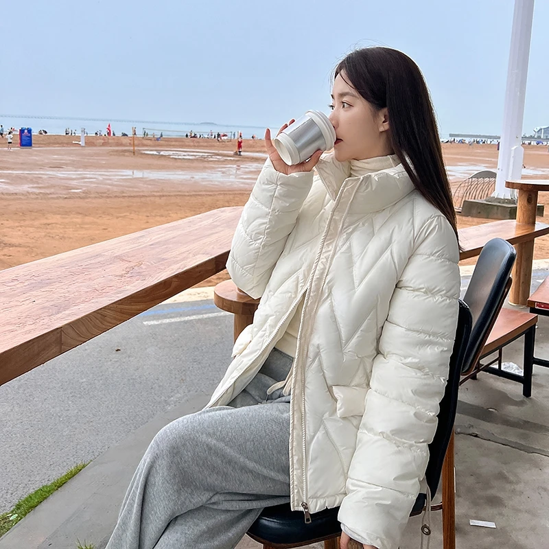 Women's Jacket Winter Parkas Coat Drawstring Fashion Outwear Pocket Short Coat Autumn Winter Ladies Puffer Jacket