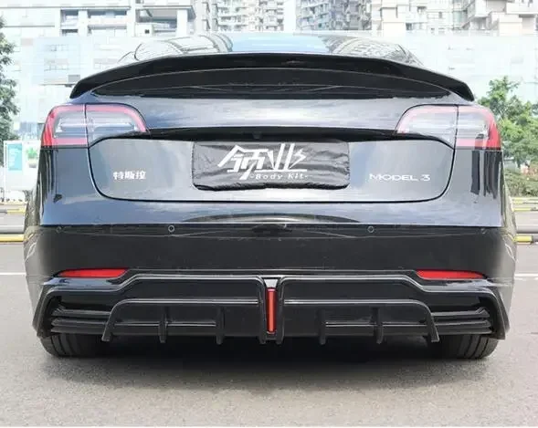 Новинка! Комплект для тела Tesla Model 3 2018-2023 АБС-пластик блеск черный передний бампер