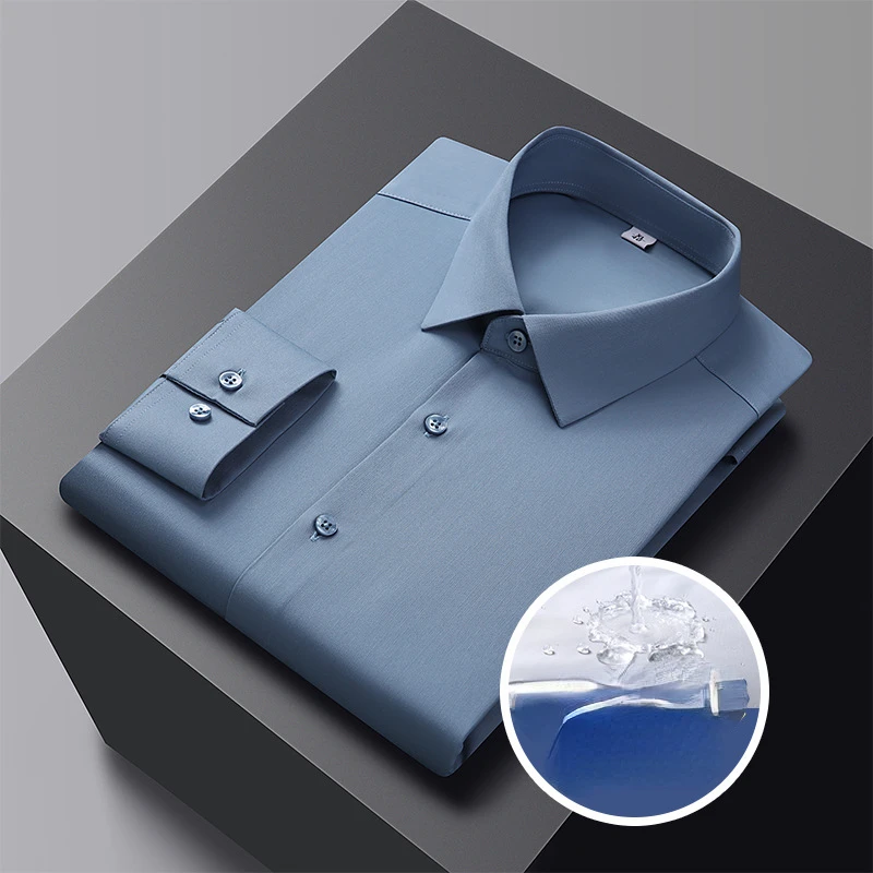 

Мужская деловая рубашка водонепроницаемое противообрастающее покрытие Professional из бамбукового волокна, эластичная, не требующая глажки, осенняя рубашка с длинными рукавами