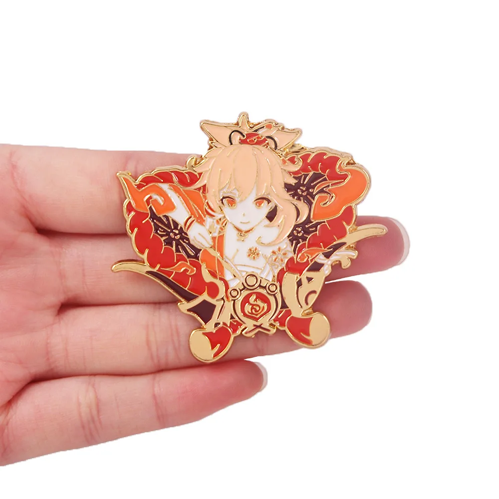 

Genshin Impact Yoimiya Figure Enamel Pin Brooch Kawaii Firework Craftsman Metal Badge Brooch Accessories Game Fans Jewelry Gift