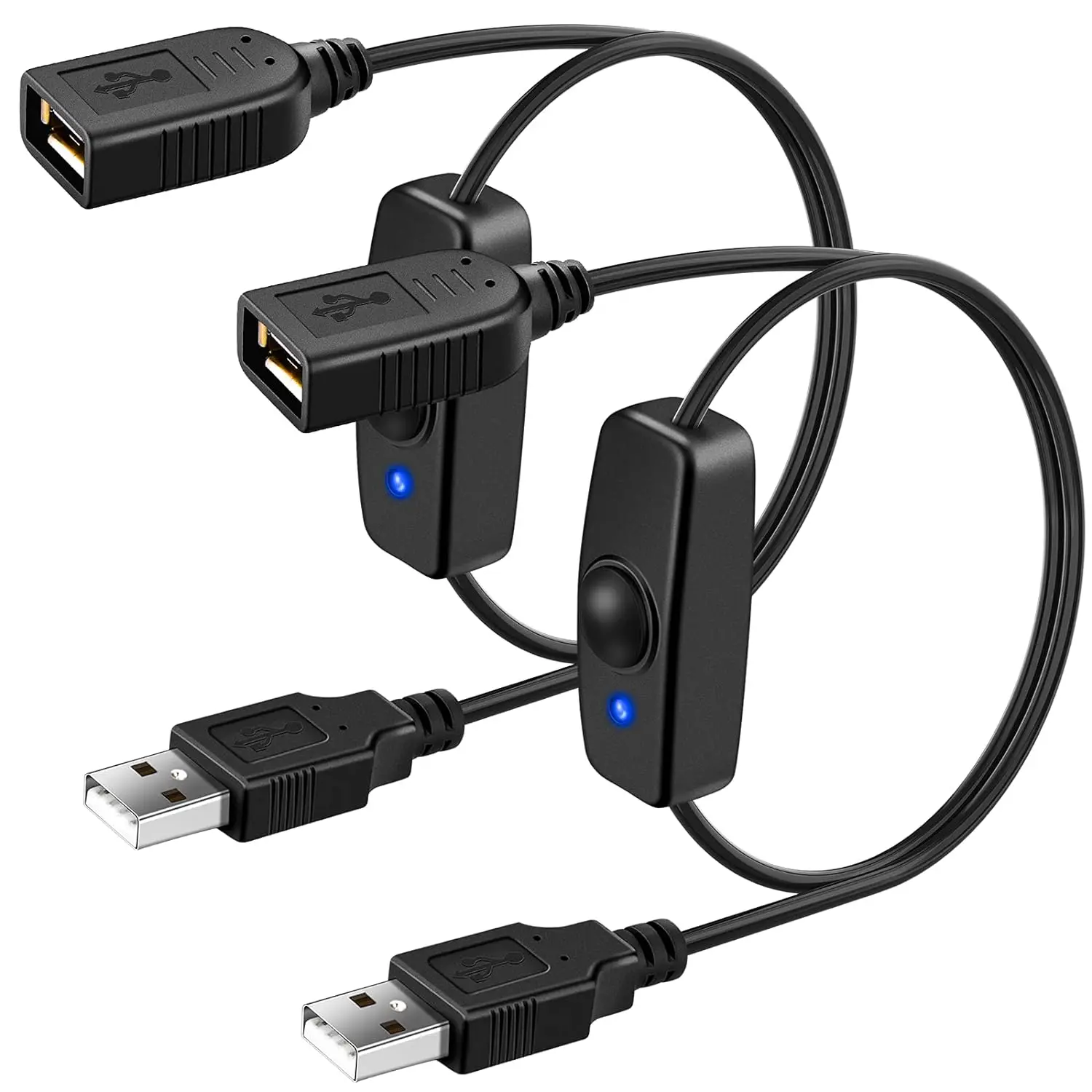 Фото 2 шт. USB-кабель-переключатель для передачи данных и питания, USB-кабель-переключатель между мужчинами и женщинами для ПК, ТВ, автомобиля, USB-вентилятора, светодиодных лент №1