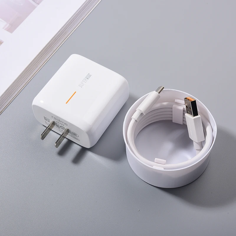 Зарядное устройство для Realme 65 Вт США SuperVOOC адаптер питания для быстрой зарядки 100 см USB Type C кабель для GT 2 Pro Neo 2T 8 X9 X7 X50 Q2 Pro X2