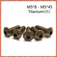 50pcslot m5l pure titanium button head socket screw titanium alloy small screw gr2 iso7380 m5810121416 30354045
