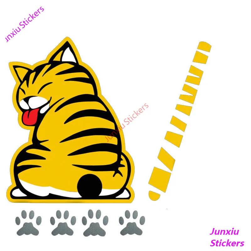 

JDM Creativity Cat Moving Tail Paws Car Stickers Cover Scratches Sunscreen Windshield Laptop Window Decoration Decal KK25*19cm