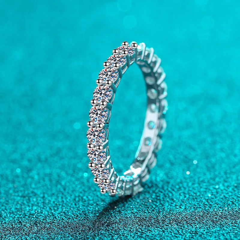

925 Sterling Silver Bracelet Women'S Pt950 Gold-Plated Factory Pushes One Word Stackable Ring Full Circle Moissanite Ring Finger
