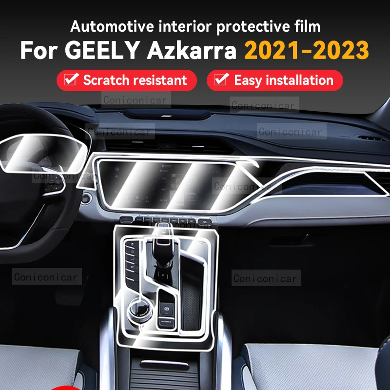

For GEELY Azkarra 2021-2023 Car Interior Gearpanel Dashboard Gps Navigation Screen Transparent Cover TPU Protective Film Sticker