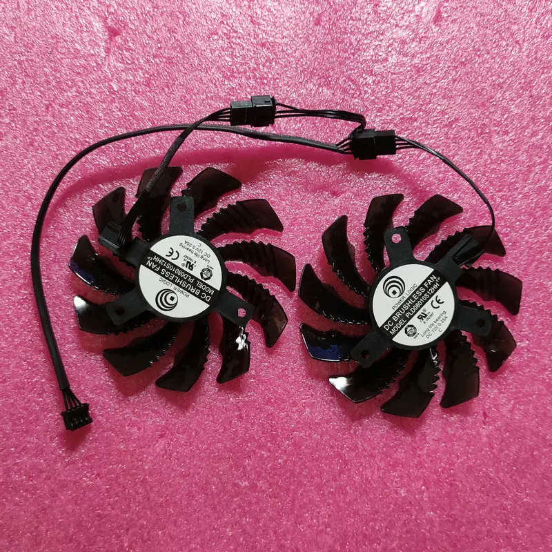 Охлаждающий вентилятор для видеокарты Gigabyte RX560 RX460 Gaming OC 2 шт. PLD08010S T128010SU12HH - купить