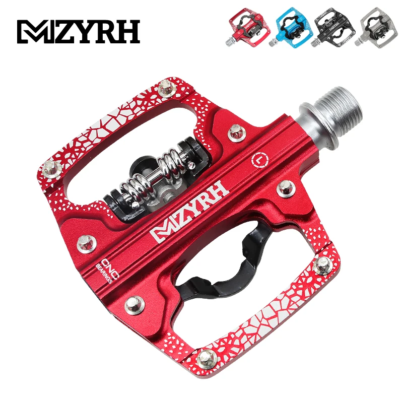 

MZYRH Bicycle Pedal 2 In 1 With Free Cleat For SPD System MTB Road Aluminum Anti-slip Sealed Bearing Bicycle Pedels