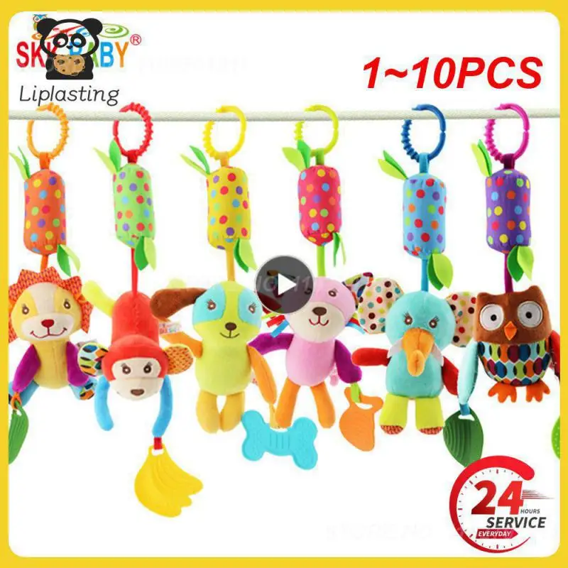 

1~10PCS Baby Rattles Mobiles Cartoon Animal Bell Toy Newborn Baby Rattle Hanging Plush Lovely 0-24 Months Teether Toys Christmas