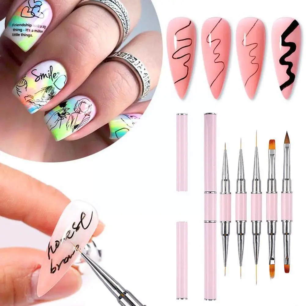

Nail Art Brush Dual-ended Nail Brush Acrylic Professional Gel Nail Polish Liner Flower Painting for Manicure Decoration Bru E0Z7