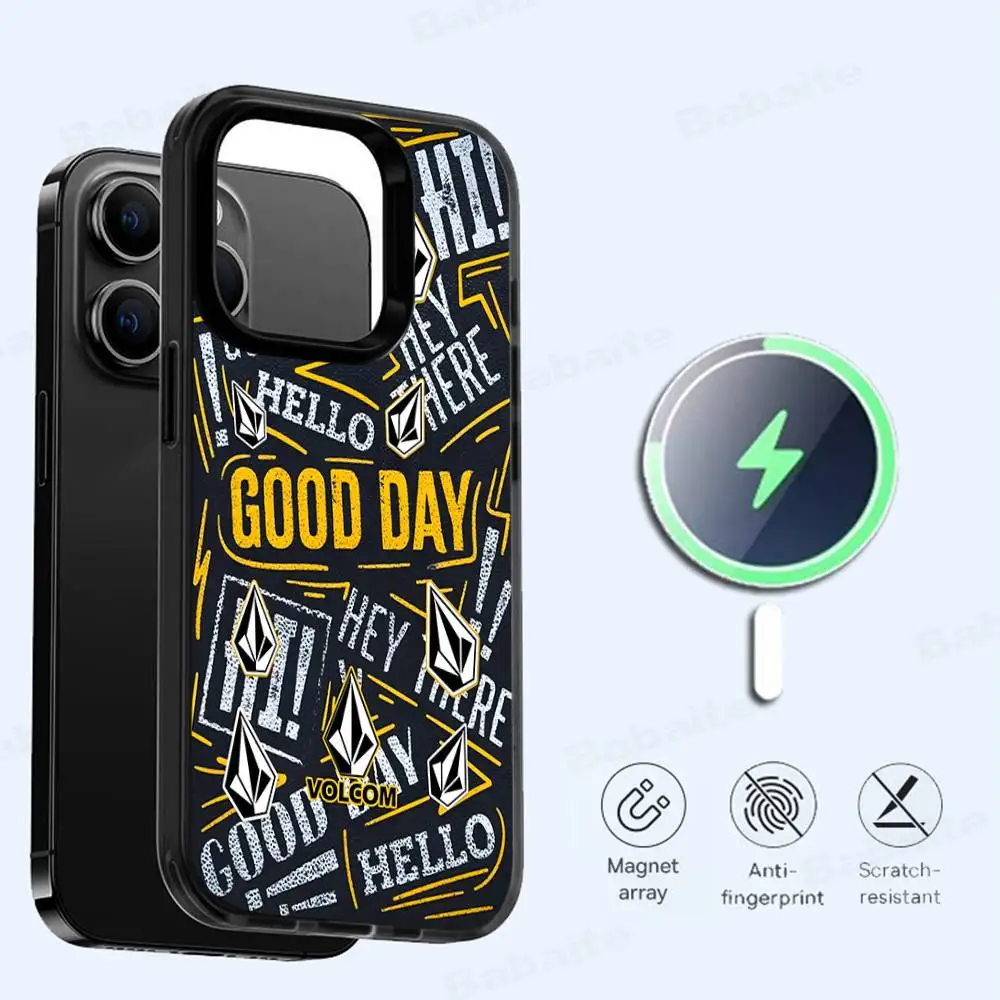 Фото Модный молодежный чехол V-volcom для iPhone 17 16 15 14 13 12 11 Plus Pro Max с магнитной фиксацией MagSafe, из PC+TPU №4