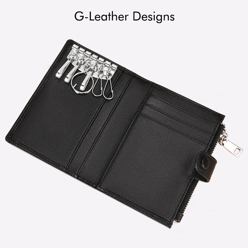 Casual Genuine Leather Men Keychain Wallet Cow Leather Multifunction Key Organizer Card Holder Key Bag