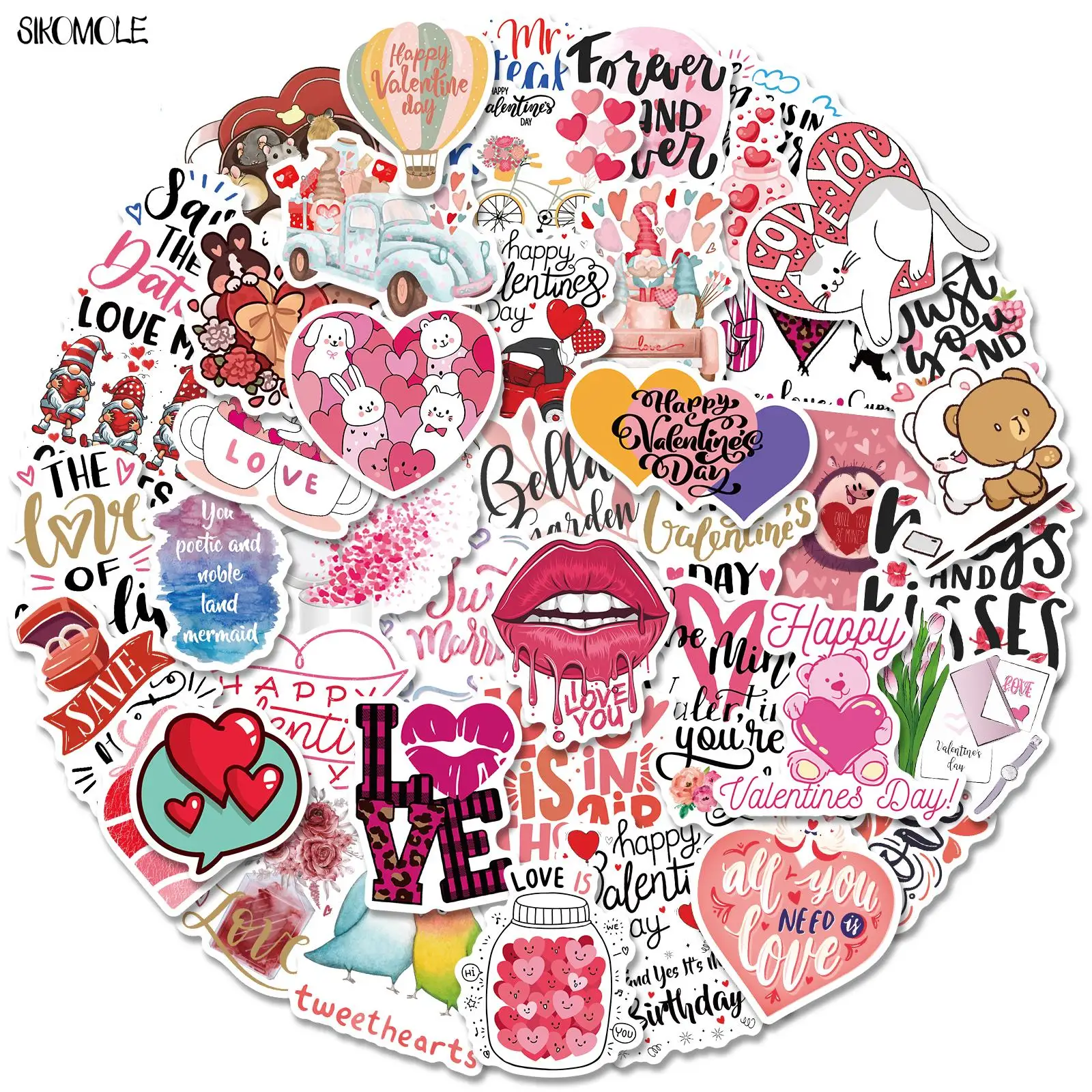 

10/30/50PCS I Love You Valentine's Day Stickers DIY Toy Car Skateboard Motorcycle Laptop Snowboard Decal Graffiti Sticker F5