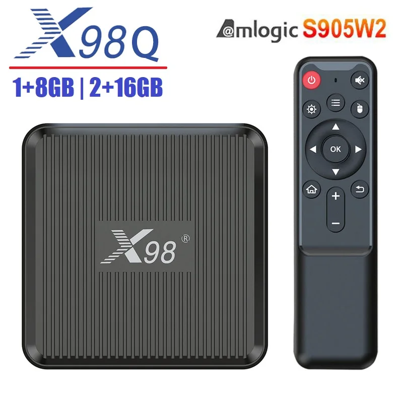 

Приставка Смарт-ТВ X98Q, 4K, HDR10, Android 11, 1 ГБ, 8 ГБ/2 ГБ, 16 ГБ