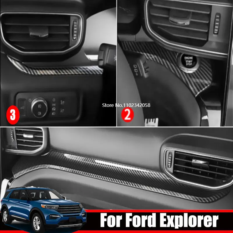 

LHD For Ford Explorer U625 2020 2021 2022 ABS carbonfiber Interior Instrument Dashboard center control panle Air AC Outlet Frame
