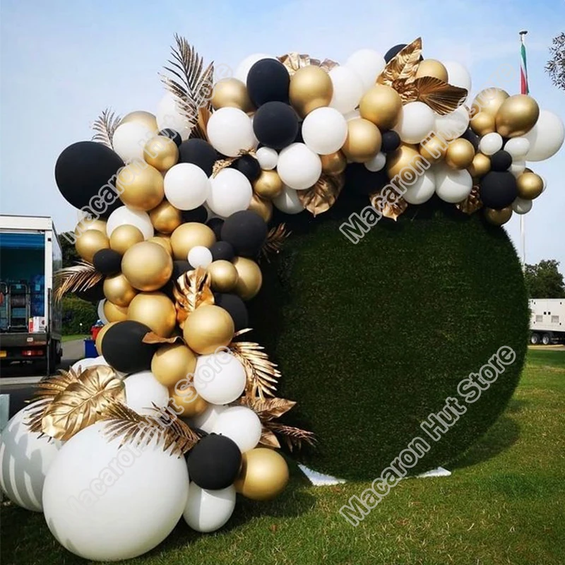 

Golden Black Arche Balloon Garland Kits Latex Balloons Kit Wedding Happy Birthday Party Anniversary Decoration White Baby Shower