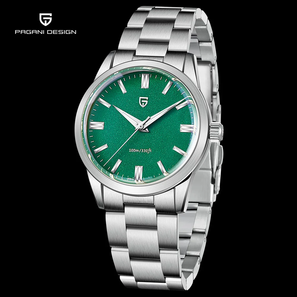 PAGANI DESIGN 40MM Men's Quartz Wristwatch Simple Stainless Steel Sapphire VH31 Movemant 100mWaterproof Chronometer Renoj Hombre