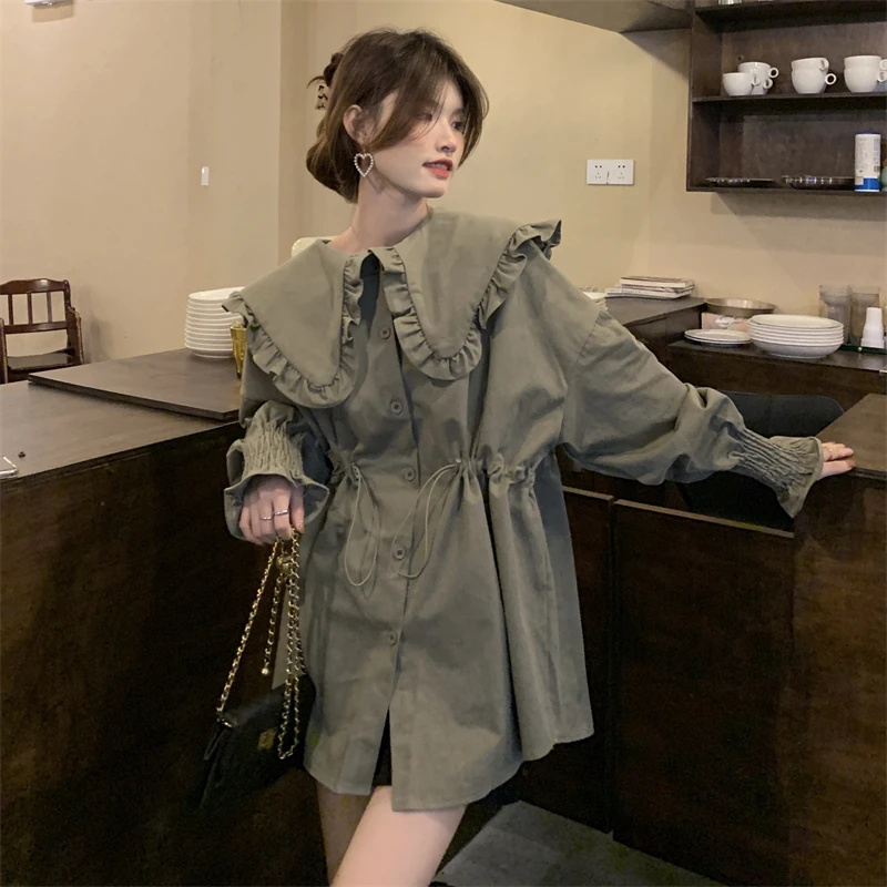 The new spot ~ make net price ghost horse girl han edition dolls horn sleeve shirt dress |