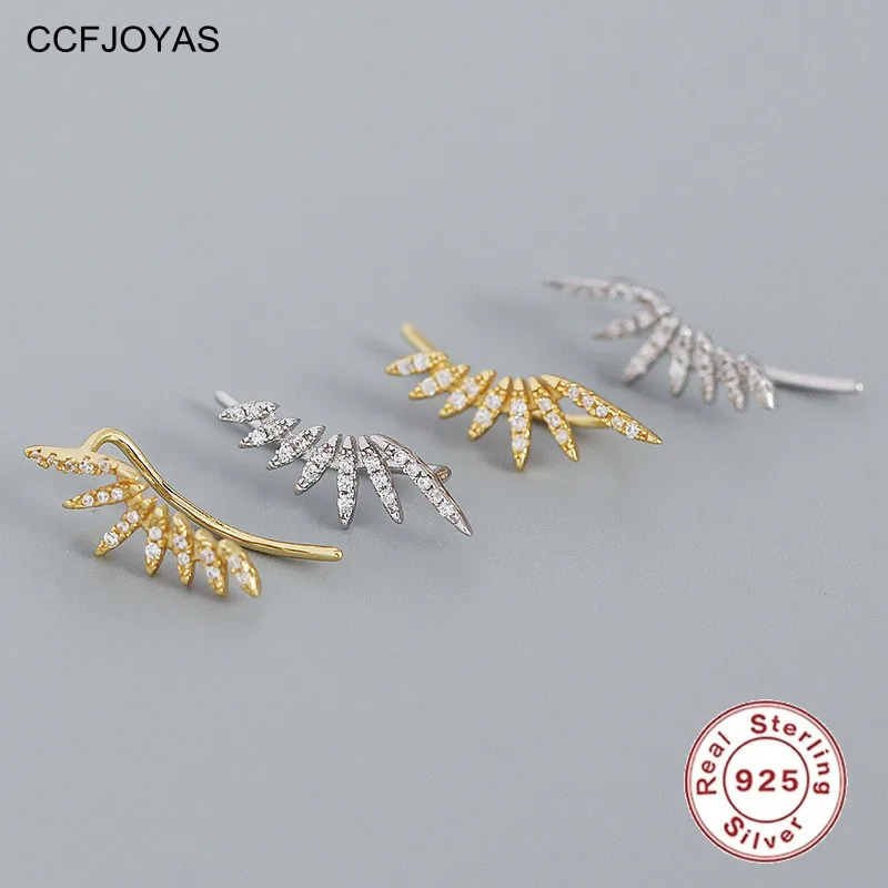 

CCFJOYAS 18K Gold Plated 925 Sterling Silver Inlaid Zircon Earrings Women Simple ins European and American Stud Earrings Jewelry