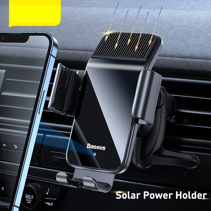 

Baseus Magnetic Phone Holder Smart Solar Power Wireless Mount Electric mobile phone Holder In Car For Xiaomi IPhone13 12 pro max