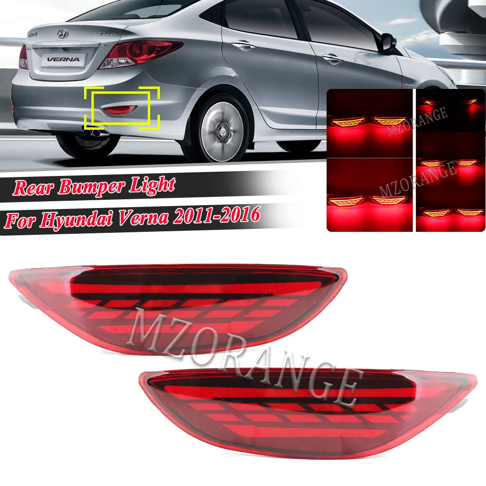 

LED Rear Bumper Light For Hyundai Accent Verna Brio Solaris 2008-2015 Car Styling Driving Brake Signal Reflector Fog Lamp 2pcs