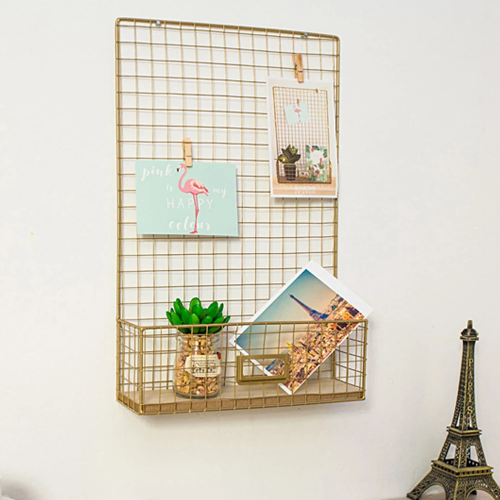 

Mesh Bedroom Office Storage Shelf Panel Multifunctional Iron Grid Home DIY Photo Display Living Room Hanging Wall Decor