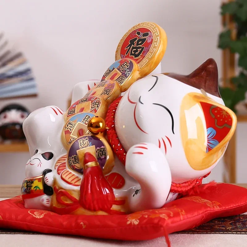 8-дюймовый керамический орнамент Maneki Neko Lucky Cat копилка Fortune фигурка украшения дома