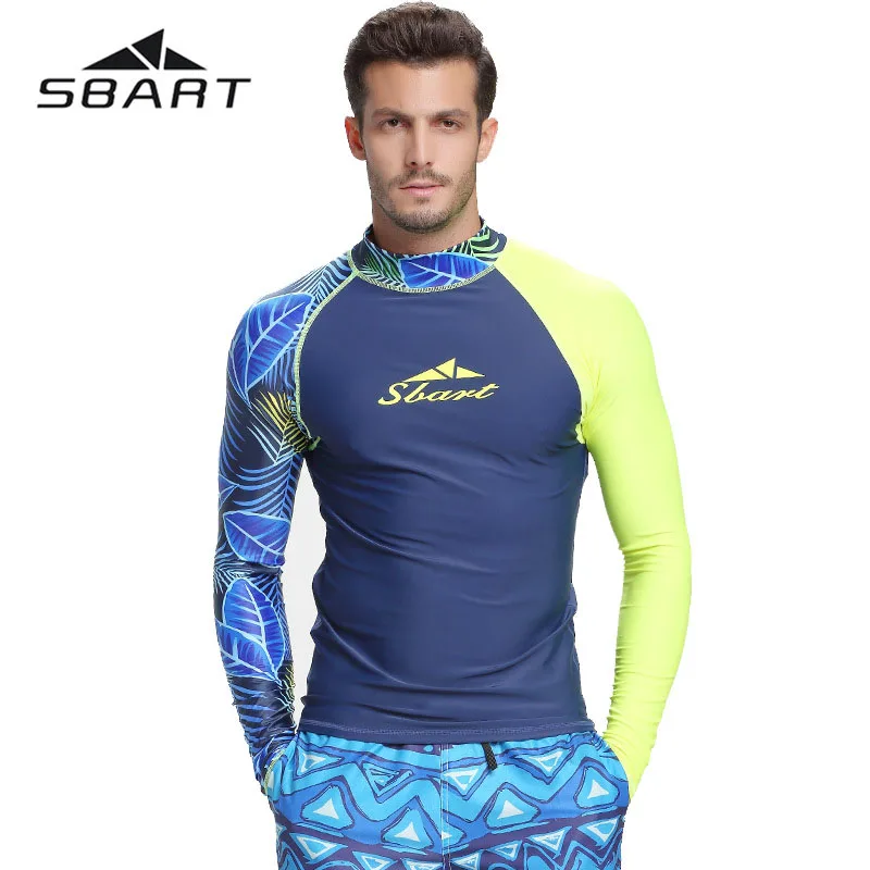 

Sbart Men Rash Guard Surfing Diving Suits Swimwear Long Sleeve Suit Swim Tops UV Swimming RashGuard Prevent Jellyfish