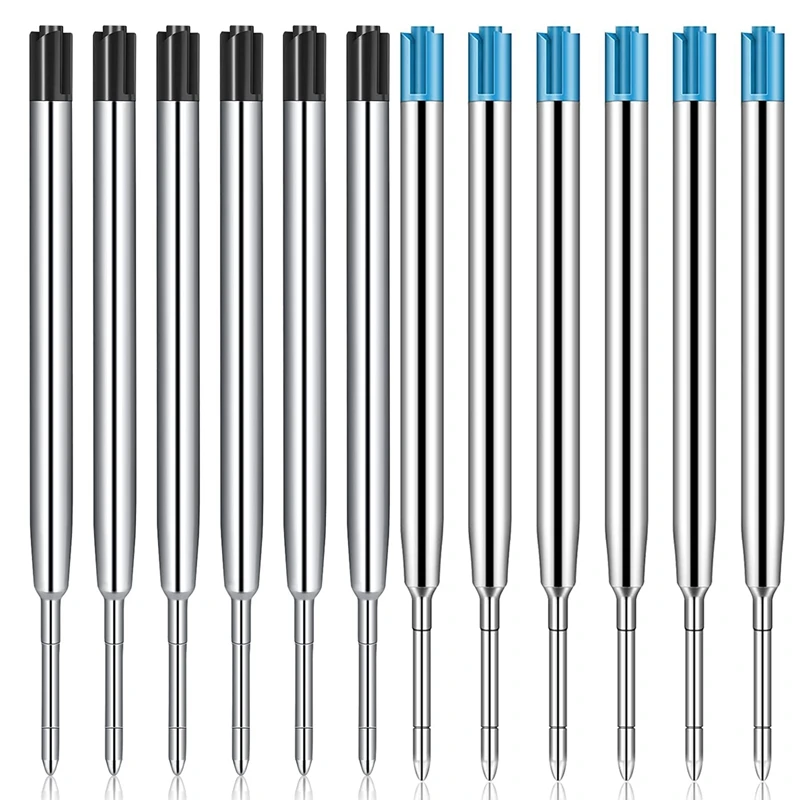 

NEW-Replaceable Ballpoint Pen Metal Refill Smooth Writing Black and Blue Ink Pen Refills 1.0 mm Replacement Gel Ink Refills