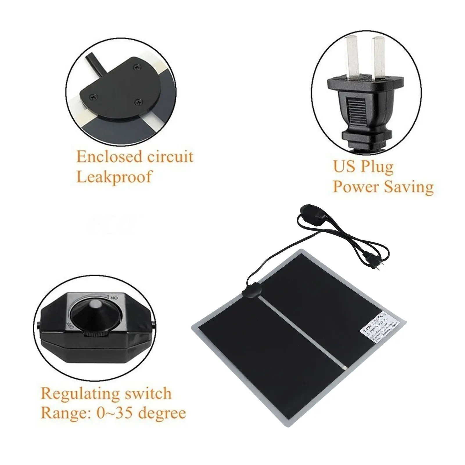 Грелка для рептилий с американской вилкой террариума 110-120 В водонепроницаемая