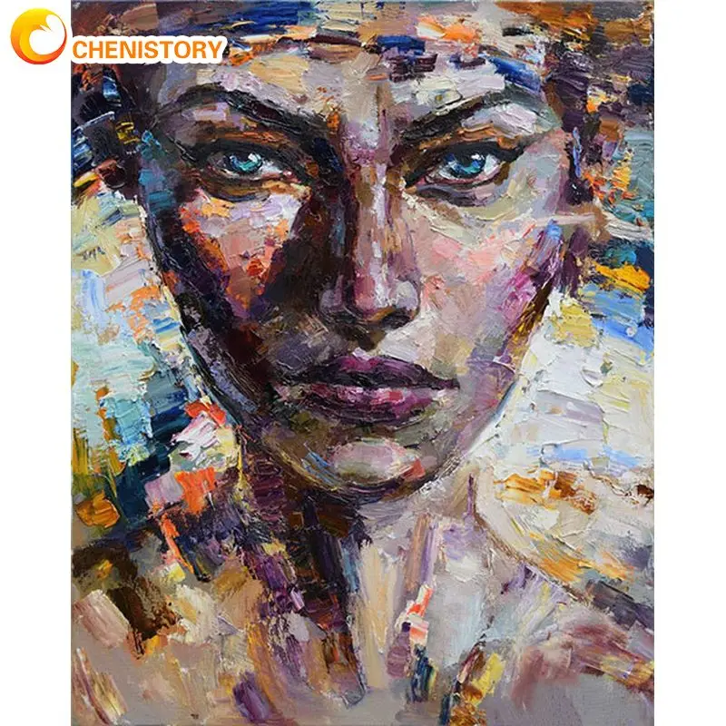 

CHENISTORY 20x30cm Painting By Numbers For Adults Abstract Woman Drawing By Numbers Colorful On Canvas Wall Decors DIY Gift