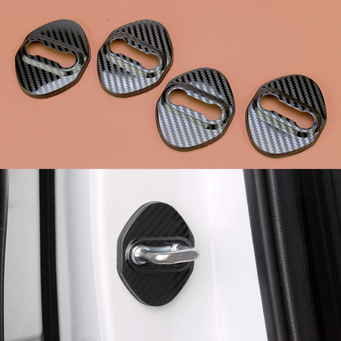 4 шт. черная защитная пряжка для дверного замка из углеродного волокна накладка
