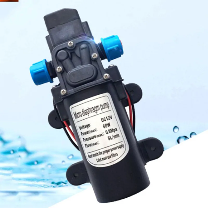 

5L/MIN Micro DC 12v 60w Electric Pump 24v Household Self-priming Diaphragm Pump Car Wash Medicine High Pressure Spray Pump