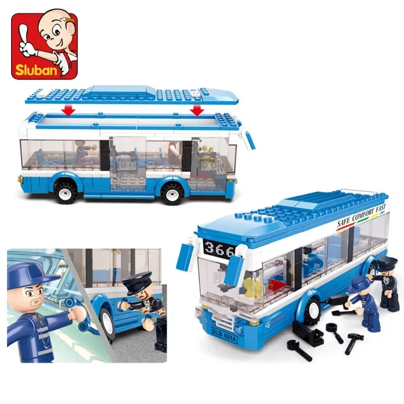 Модель городского автобуса Sluban строительные блоки пластиковые игрушки
