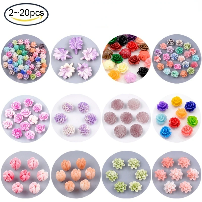 

NBEADS 10PCS Synthetic Coral Beads Camellia Flower Coral 10x10x6.5mm Hole: 1mm