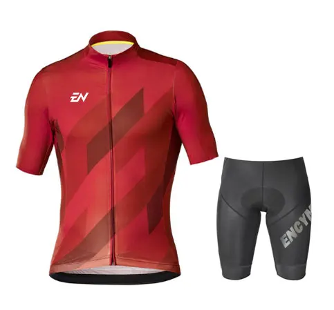 

New 2022 ENCYMO Red Men Cycling Jersey Summer Short Sleeve Set Maillot Shorts Bicycle Clothes Sportwear Shirt Clothing Suit