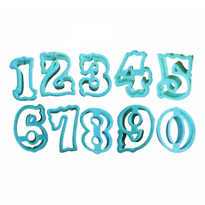 

Большие арабские цифры 0-9, формы для печенья, пластиковые 3D штампы бисквит Фондант, сделай сам, украшение для торта, 10 шт./набор