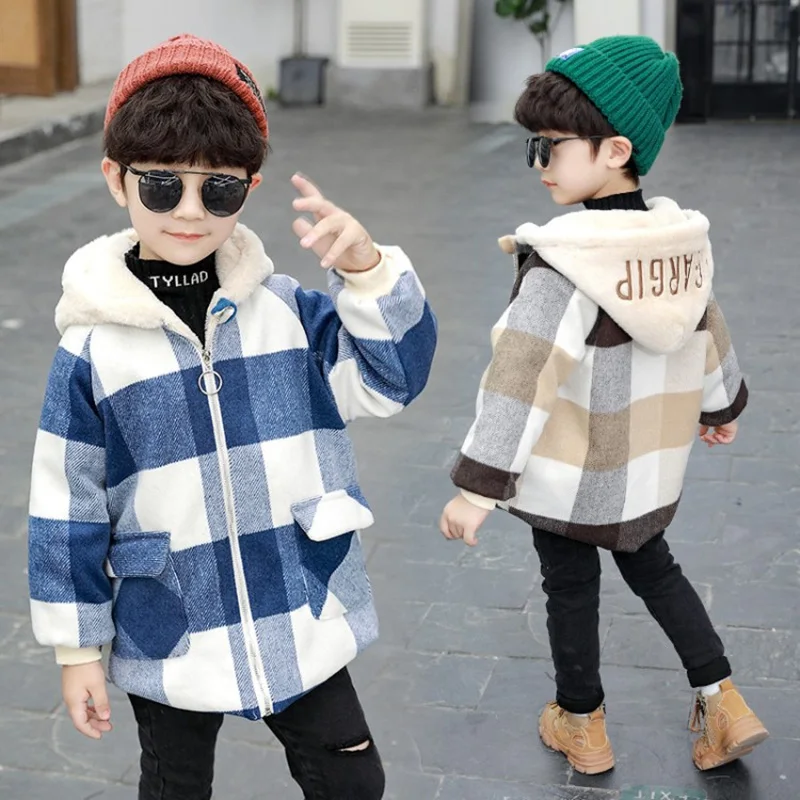 

Пальто для мальчиков, куртка, верхняя одежда, топы, хлопок 2022, роскошное утепленное пальто с бархатной подкладкой, осенне-зимнее пальто боль...