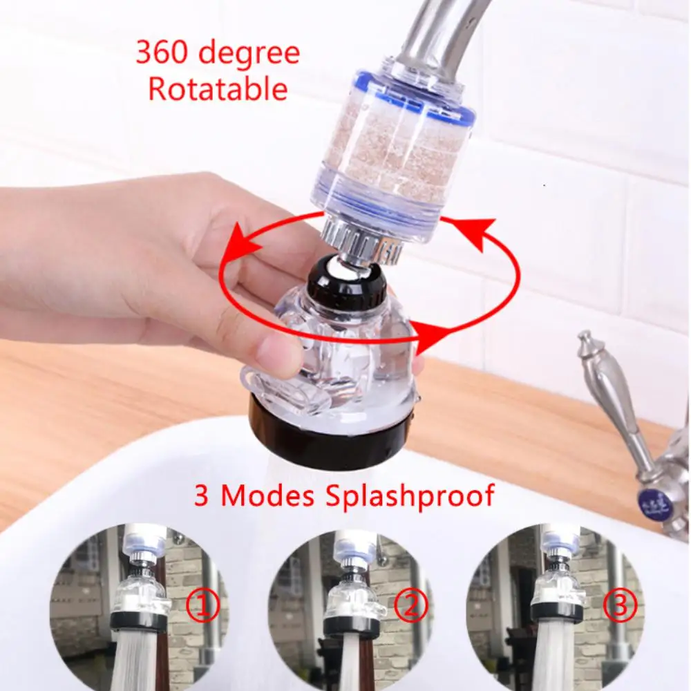 

360° Water Tap Bubbler Rotation Double Layer Filtration Third Gear Supercharging Water Tap Shower Bubbler Water Purifier Kitchen