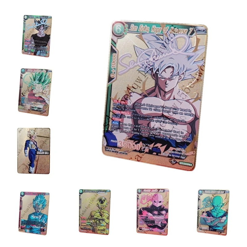 

Hit Anime Dragon Ball Super Saiyan Metal Card Signed Anime Card Vegeta Goku Freeza Board Game Collectible Card Migatte no Gokui