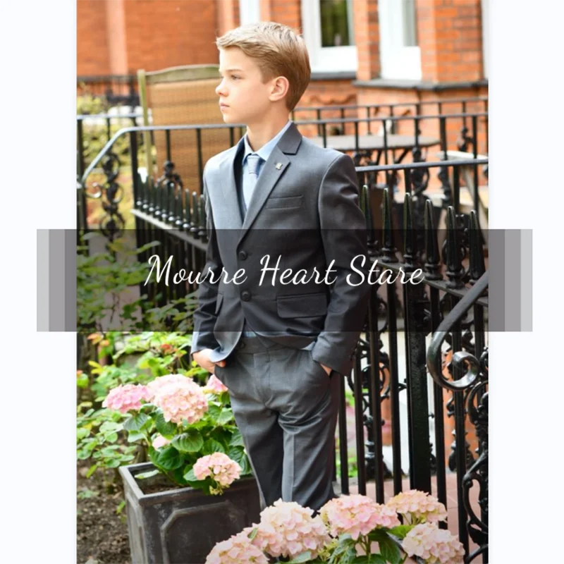 Child Wedding Suit Formal Boys Costume Handsome Jacket Vest Pants 3 Piece Dinner Party Dress Blazer Set