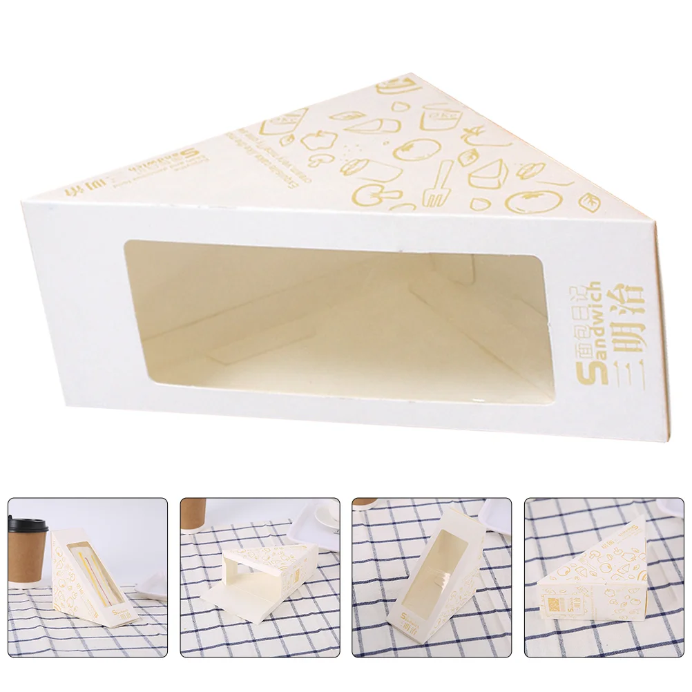 

Box Triangle Sandwich Paper Cake Container Dessert Wrapping Packagingpastry Window Bakingparty Favor