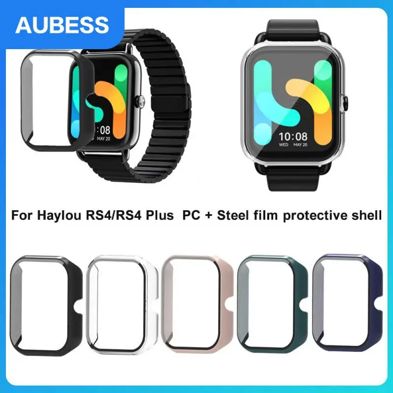 

Film Protective Case Glass Screen Hard Shell Bumper Smart Watch Case 2in1 Frame Case For Women Men For Haylou Rs4/rs4 Plus Glass