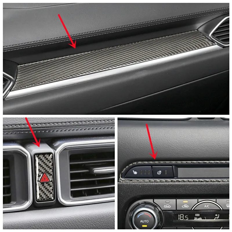 Car Dashboard Center Console Panel Decorative Cover Trim Strips Carbon Fiber Stickers For Mazda CX-5 17 Car Interior Accessories