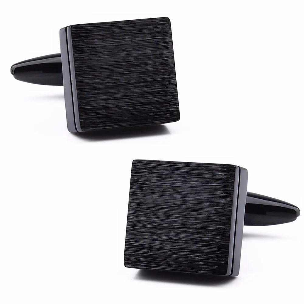 

China Classic New Men's Business Accessories Jewelry Square Black Plated Cufflinks French Shirts Cuff Links for Wedding