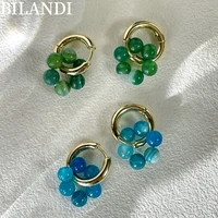 bilandi pretty design green blue beads earrings popular style trendy jewelry round circle earrings for women gift